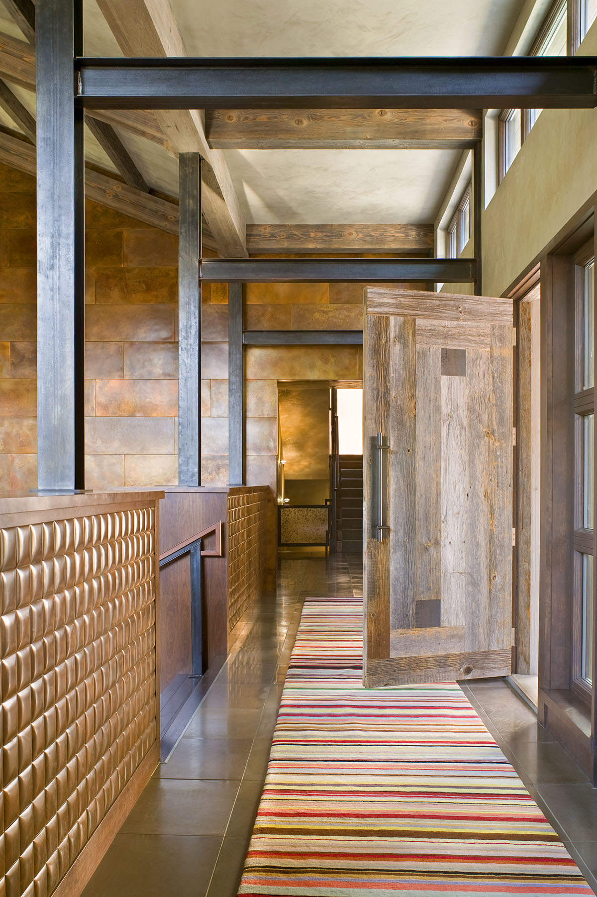 inside the front door of Modern Rustic Luxury Design Project in Vail, CO